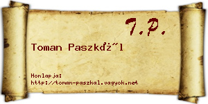 Toman Paszkál névjegykártya